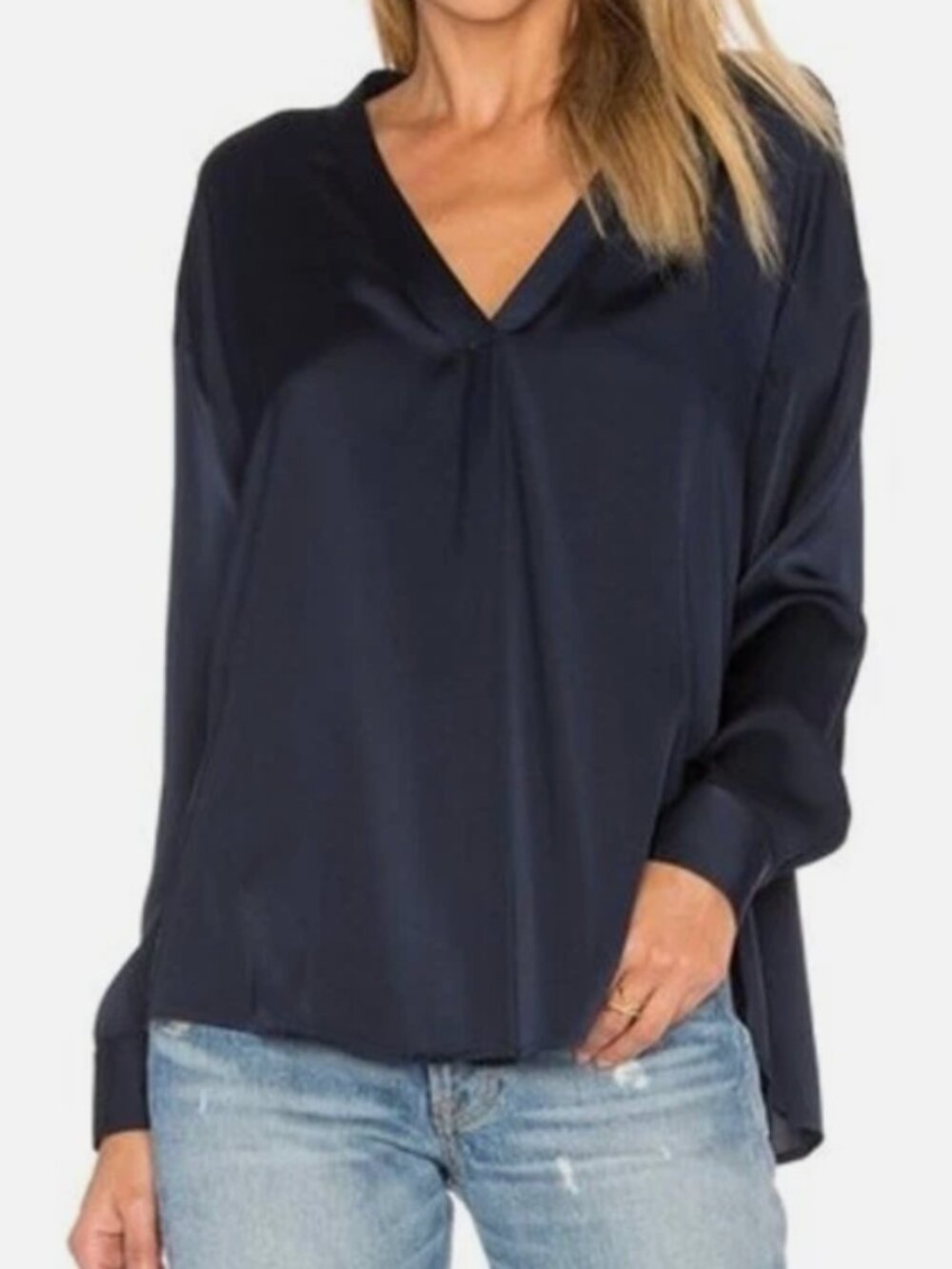 Vince Silk Blouse in Navy - Size L